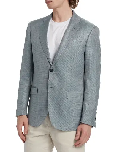 Emporio Armani Men's Textured Single-Breasted Jacket - Grey | Thumbnail 4 Emporio Armani Men's Textured Single-Breasted Jacket - Grey | Thumbnail 4