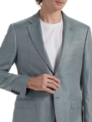 Emporio Armani Men's Textured Single-Breasted Jacket - Grey | Thumbnail 6 Emporio Armani Men's Textured Single-Breasted Jacket - Grey | Thumbnail 6