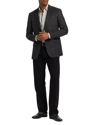 Emporio Armani Men's Virgin Wool-Blend Blazer - Black - Size 40 | Thumbnail 2 Emporio Armani Men's Virgin Wool-Blend Blazer - Black - Size 40 | Thumbnail 2