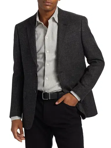 Emporio Armani Men's Virgin Wool-Blend Blazer - Black - Size 40 | Thumbnail 3 Emporio Armani Men's Virgin Wool-Blend Blazer - Black - Size 40 | Thumbnail 3