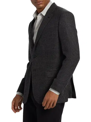 Emporio Armani Men's Virgin Wool-Blend Blazer - Black - Size 40 | Thumbnail 4 Emporio Armani Men's Virgin Wool-Blend Blazer - Black - Size 40 | Thumbnail 4