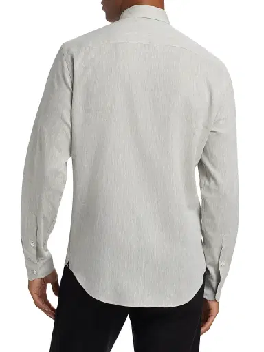 Emporio Armani Men's Linen-Cotton Button-Front Shirt - Tan | Thumbnail 5 Emporio Armani Men's Linen-Cotton Button-Front Shirt - Tan | Thumbnail 5