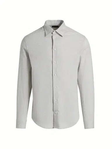 Emporio Armani Men's Linen-Cotton Button-Front Shirt - Tan | Thumbnail 1 Emporio Armani Men's Linen-Cotton Button-Front Shirt - Tan | Thumbnail 1