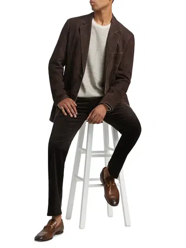 Giorgio Armani Men's Tailored Suede Jacket - Brown - Size 36 | Thumbnail 2 Giorgio Armani Men's Tailored Suede Jacket - Brown - Size 36 | Thumbnail 2