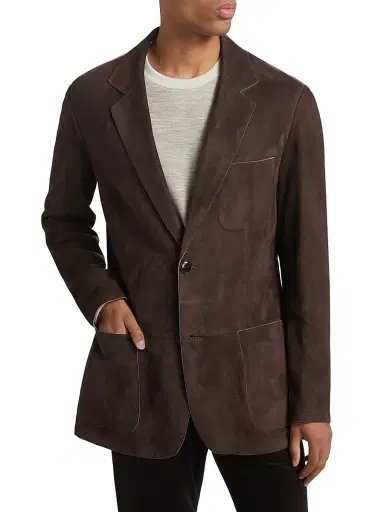 Giorgio Armani Men's Tailored Suede Jacket - Brown - Size 36 | Thumbnail 3 Giorgio Armani Men's Tailored Suede Jacket - Brown - Size 36 | Thumbnail 3