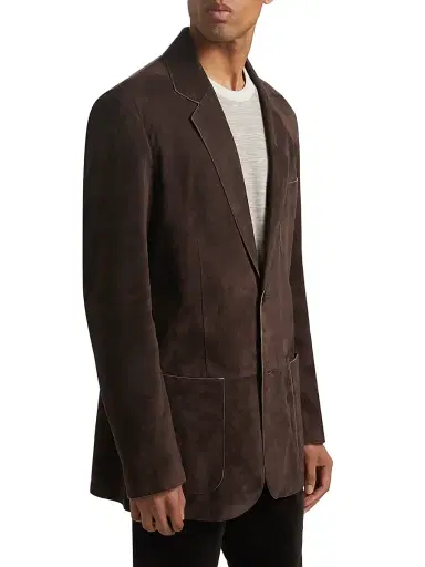 Giorgio Armani Men's Tailored Suede Jacket - Brown - Size 36 | Thumbnail 4 Giorgio Armani Men's Tailored Suede Jacket - Brown - Size 36 | Thumbnail 4