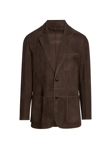 Giorgio Armani Men's Tailored Suede Jacket - Brown - Size 36 | Thumbnail 1 Giorgio Armani Men's Tailored Suede Jacket - Brown - Size 36 | Thumbnail 1