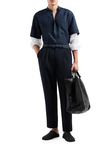 Giorgio Armani Men's Layered Linen Shirt | Thumbnail 2 Giorgio Armani Men's Layered Linen Shirt | Thumbnail 2