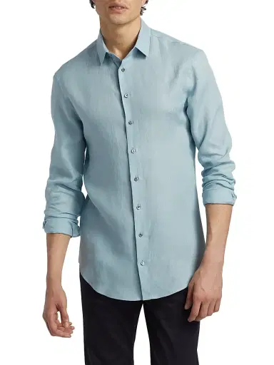 Giorgio Armani Men's Linen Button-Front Shirt | Thumbnail 3 Giorgio Armani Men's Linen Button-Front Shirt | Thumbnail 3