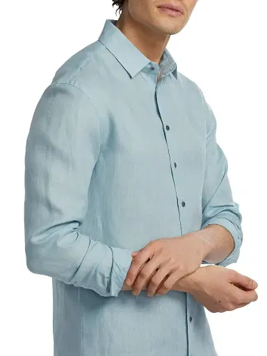 Giorgio Armani Men's Linen Button-Front Shirt | Thumbnail 6 Giorgio Armani Men's Linen Button-Front Shirt | Thumbnail 6