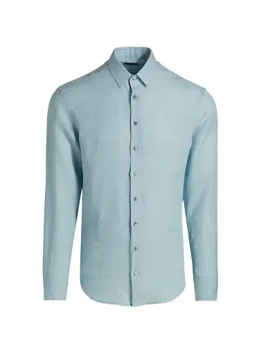 Giorgio Armani Men's Linen Button-Front Shirt | Thumbnail 1 Giorgio Armani Men's Linen Button-Front Shirt | Thumbnail 1