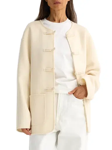 Róhe Women's Double-Faced Wool Jacket - Offwhite | Thumbnail 4 Róhe Women's Double-Faced Wool Jacket - Offwhite | Thumbnail 4