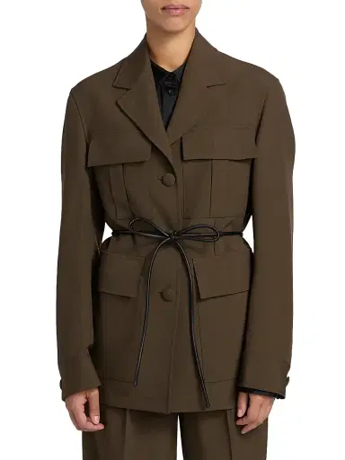 Róhe Women's Safari Wool Blazer-Style Jacket - Forest | Thumbnail 3 Róhe Women's Safari Wool Blazer-Style Jacket - Forest | Thumbnail 3