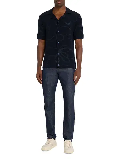 Scotch & Soda Men's Jacquard Knit Camp Shirt - Sky - Size Large | Thumbnail 2 Scotch & Soda Men's Jacquard Knit Camp Shirt - Sky - Size Large | Thumbnail 2
