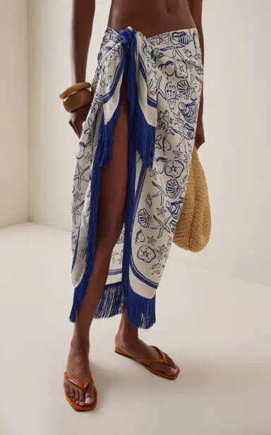Simkhai Russo Fringed Pareo Linen-Blend Maxi Skirt | Thumbnail 3 Simkhai Russo Fringed Pareo Linen-Blend Maxi Skirt | Thumbnail 3