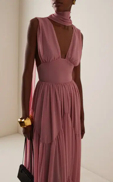 Harithand Exclusive Cara Mia Ruffled Silk Georgette Maxi Dress | Thumbnail 3 Harithand Exclusive Cara Mia Ruffled Silk Georgette Maxi Dress | Thumbnail 3
