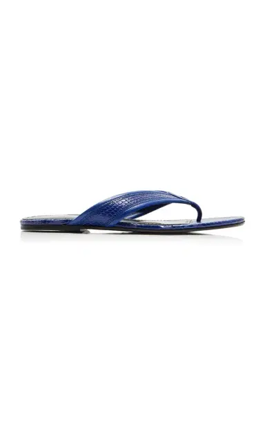 Staud Nova Croc-Effect Leather Thong Sandals | Thumbnail 1 Staud Nova Croc-Effect Leather Thong Sandals | Thumbnail 1
