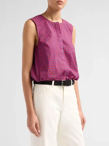 Simkhai Women's Gingham Sleeveless Button-Front Top - Scarlet Midnight Gingham | Thumbnail 4 Simkhai Women's Gingham Sleeveless Button-Front Top - Scarlet Midnight Gingham | Thumbnail 4
