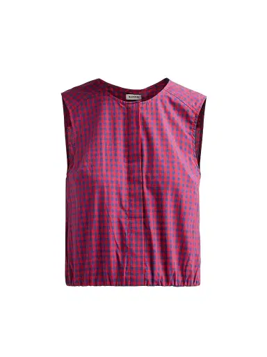 Simkhai Women's Gingham Sleeveless Button-Front Top - Scarlet Midnight Gingham | Thumbnail 1 Simkhai Women's Gingham Sleeveless Button-Front Top - Scarlet Midnight Gingham | Thumbnail 1