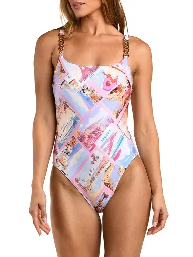 L'Agence Women's Remi Postcard Print One-Piece Swimsuit | Thumbnail 3 L'Agence Women's Remi Postcard Print One-Piece Swimsuit | Thumbnail 3