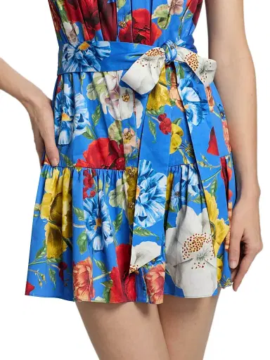 Alice + Olivia Women's Cora Floral Stretch-Cotton Mini Shirtdress - Endless Blossom Blue Iris | Thumbnail 6 Alice + Olivia Women's Cora Floral Stretch-Cotton Mini Shirtdress - Endless Blossom Blue Iris | Thumbnail 6