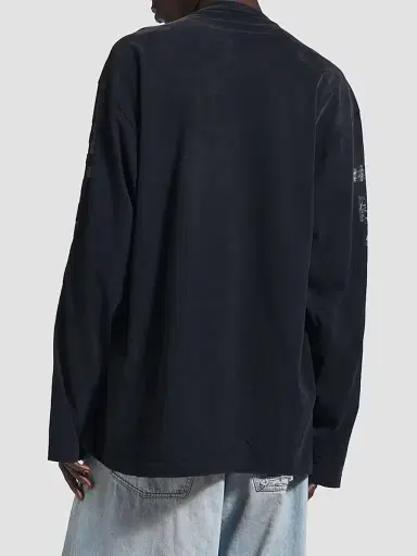 Balenciaga Men's Transparent Tape Shifted Oversized Long Sleeve T-Shirt - Faded Black | Thumbnail 4 Balenciaga Men's Transparent Tape Shifted Oversized Long Sleeve T-Shirt - Faded Black | Thumbnail 4