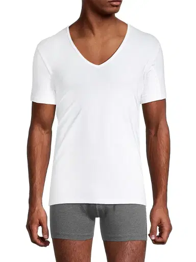 Falke Men's Short-Sleeve V-Neck T-Shirt - White | Thumbnail 3 Falke Men's Short-Sleeve V-Neck T-Shirt - White | Thumbnail 3