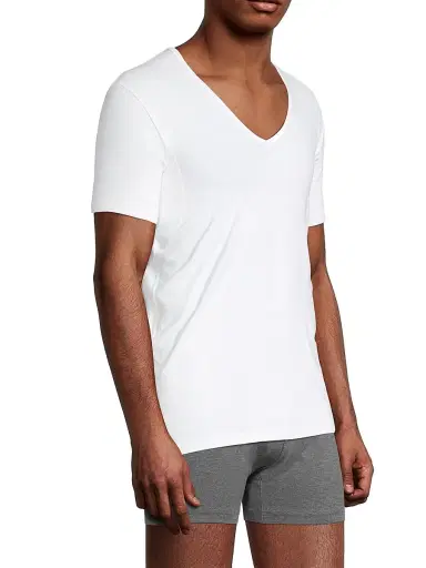 Falke Men's Short-Sleeve V-Neck T-Shirt - White | Thumbnail 4 Falke Men's Short-Sleeve V-Neck T-Shirt - White | Thumbnail 4