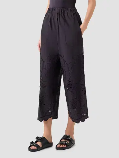 Akris punto Women's Frey Eyelet Floral Cotton Crop Pants - Black - Size 16 | Thumbnail 5 Akris punto Women's Frey Eyelet Floral Cotton Crop Pants - Black - Size 16 | Thumbnail 5