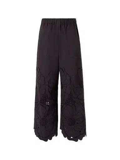 Akris punto Women's Frey Eyelet Floral Cotton Crop Pants - Black - Size 16 | Thumbnail 1 Akris punto Women's Frey Eyelet Floral Cotton Crop Pants - Black - Size 16 | Thumbnail 1