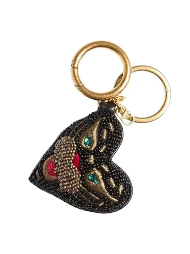 Valentino Garavani Women's Bag Charm with Keychain in Nappa - Multicolor Black | Thumbnail 1 Valentino Garavani Women's Bag Charm with Keychain in Nappa - Multicolor Black | Thumbnail 1