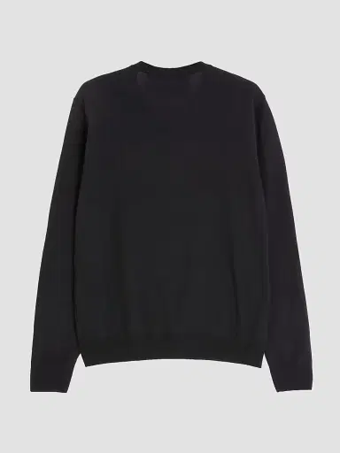 Valentino Garavani Men's Wool Sweater with VG Embroidery - Black | Thumbnail 2 Valentino Garavani Men's Wool Sweater with VG Embroidery - Black | Thumbnail 2