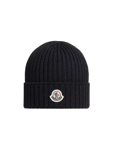 Moncler Little Girl's & Girl's Beanie Hat in Wool - Black | Thumbnail 1 Moncler Little Girl's & Girl's Beanie Hat in Wool - Black | Thumbnail 1