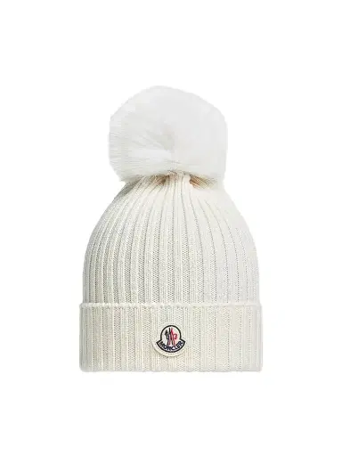 Moncler Little Girl's & Girl's Beanie Hat in Wool - White | Thumbnail 1 Moncler Little Girl's & Girl's Beanie Hat in Wool - White | Thumbnail 1
