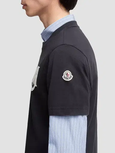 Moncler Men's Crewneck T-Shirt in Cotton - Navy Blue | Thumbnail 4 Moncler Men's Crewneck T-Shirt in Cotton - Navy Blue | Thumbnail 4