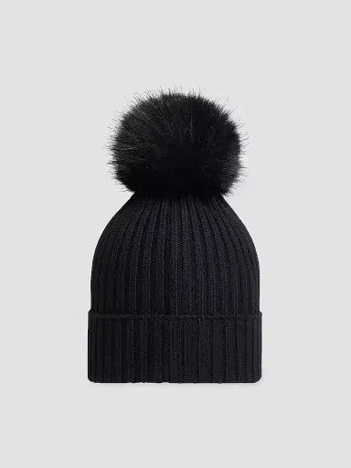 Moncler Little Girl's & Girl's Beanie Hat in Wool - Black | Thumbnail 2 Moncler Little Girl's & Girl's Beanie Hat in Wool - Black | Thumbnail 2