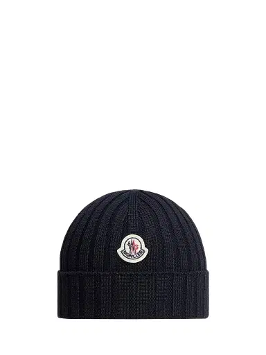Moncler Baby Girl's Beanie Hat in Wool - Navy Blue | Thumbnail 1 Moncler Baby Girl's Beanie Hat in Wool - Navy Blue | Thumbnail 1