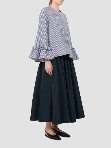 Max Mara Women's Poplin Blouse with Ruffles and Flounces - Light Blue - Size 10 | Thumbnail 2 Max Mara Women's Poplin Blouse with Ruffles and Flounces - Light Blue - Size 10 | Thumbnail 2