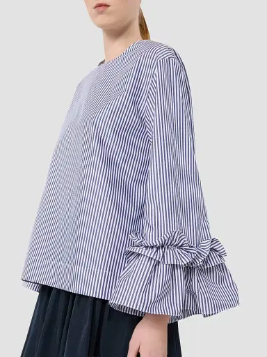 Max Mara Women's Poplin Blouse with Ruffles and Flounces - Light Blue - Size 10 | Thumbnail 4 Max Mara Women's Poplin Blouse with Ruffles and Flounces - Light Blue - Size 10 | Thumbnail 4