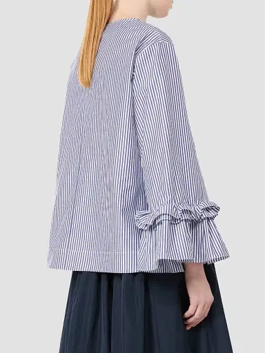 Max Mara Women's Poplin Blouse with Ruffles and Flounces - Light Blue - Size 10 | Thumbnail 5 Max Mara Women's Poplin Blouse with Ruffles and Flounces - Light Blue - Size 10 | Thumbnail 5