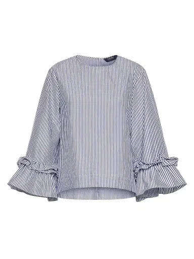 Max Mara Women's Poplin Blouse with Ruffles and Flounces - Light Blue - Size 10 | Thumbnail 1 Max Mara Women's Poplin Blouse with Ruffles and Flounces - Light Blue - Size 10 | Thumbnail 1