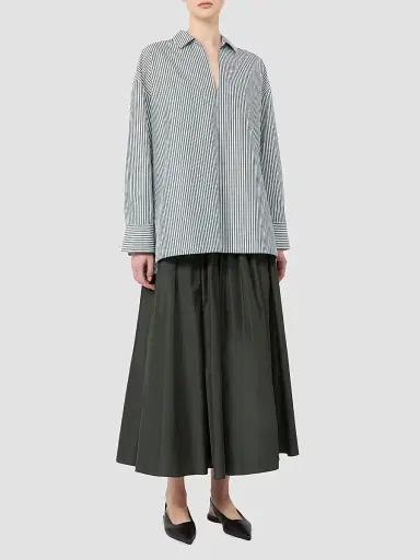 Max Mara Women's Cotton Poplin Blouse - Dark Green | Thumbnail 2 Max Mara Women's Cotton Poplin Blouse - Dark Green | Thumbnail 2