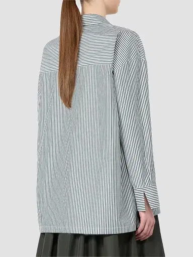 Max Mara Women's Cotton Poplin Blouse - Dark Green | Thumbnail 4 Max Mara Women's Cotton Poplin Blouse - Dark Green | Thumbnail 4