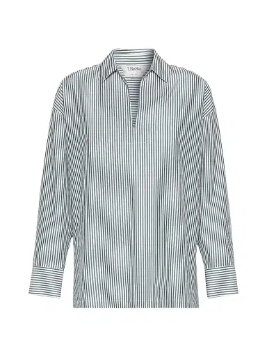 Max Mara Women's Cotton Poplin Blouse - Dark Green | Thumbnail 1 Max Mara Women's Cotton Poplin Blouse - Dark Green | Thumbnail 1