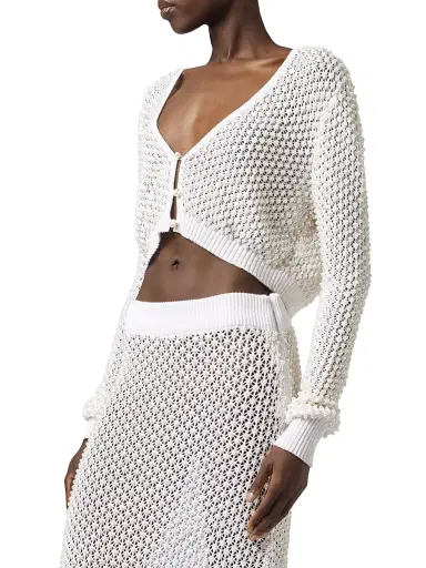 GIUSEPPE DI MORABITO Women's Act II: The Fall Of Icarus Maglia Imitation Pearl Crop Knit Cardigan | Thumbnail 3 GIUSEPPE DI MORABITO Women's Act II: The Fall Of Icarus Maglia Imitation Pearl Crop Knit Cardigan | Thumbnail 3
