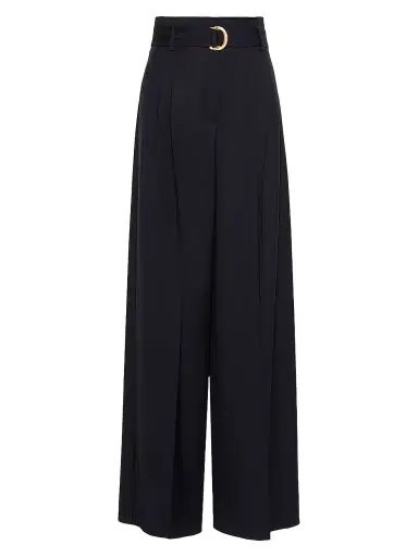 Max Mara Women's High Waisted Woollen Cloth Trousers - Navy | Thumbnail 1 Max Mara Women's High Waisted Woollen Cloth Trousers - Navy | Thumbnail 1