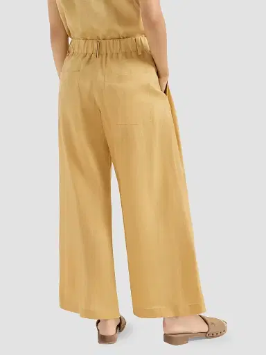 Brunello Cucinelli Women's Linen Trousers with Drawstring and Monili - Yellow - Size XXXL | Thumbnail 4 Brunello Cucinelli Women's Linen Trousers with Drawstring and Monili - Yellow - Size XXXL | Thumbnail 4