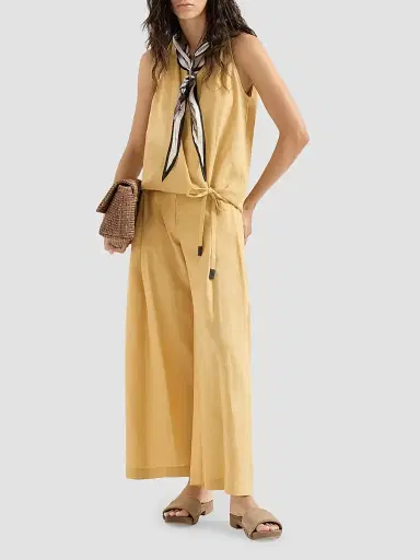 Brunello Cucinelli Women's Linen Trousers with Drawstring and Monili - Yellow - Size XXXL | Thumbnail 6 Brunello Cucinelli Women's Linen Trousers with Drawstring and Monili - Yellow - Size XXXL | Thumbnail 6