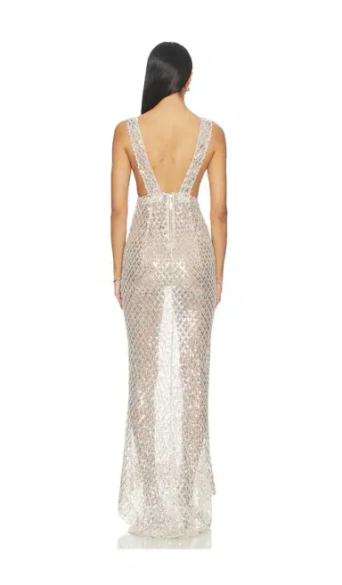 Bronx and Banco Liora Crystal Bridal V-neck Maxi Dress | Thumbnail 3 Bronx and Banco Liora Crystal Bridal V-neck Maxi Dress | Thumbnail 3