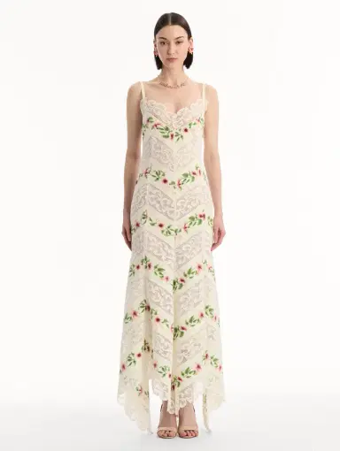 Oscar de la Renta Chiné Hibiscus Striped Cotton Poplin Dress | Thumbnail 2 Oscar de la Renta Chiné Hibiscus Striped Cotton Poplin Dress | Thumbnail 2